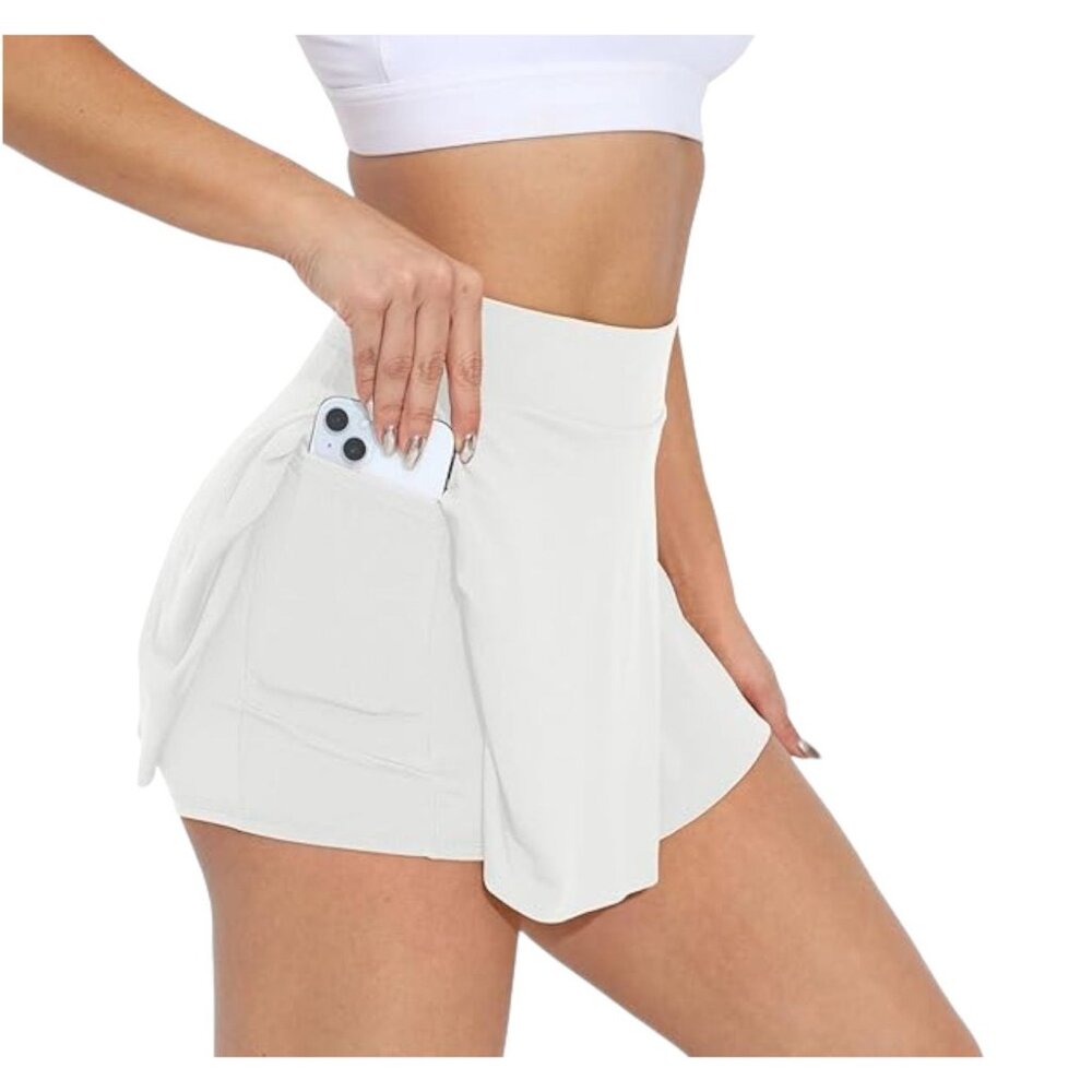YOAKUKA Tennis Skirt‎ Women‘s High Waisted In White - Size Small